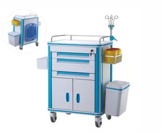 Drug Delivery Medical Trolley Cart With CPR Board , Anaesthesia Hospital Trolley With IV Pole