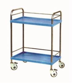 Two Layer Stainless Steel Surgical Cart Medical Instrument Trolley With Rail