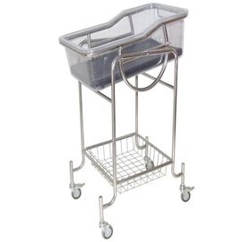Four Silent Castor Stainless Steel Baby Bassinet Crib Adjustable Inclination Angle With ABS Plastic Basin