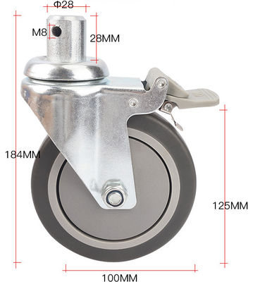 TPR Industrial Hospital Castors With PP Core For Medical Shopping Cart Medical Casters