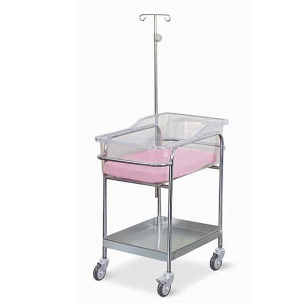 High Strength Hospital Baby Crib Stainless Steel With Infusion Stand Mattress Hospital Baby Bed