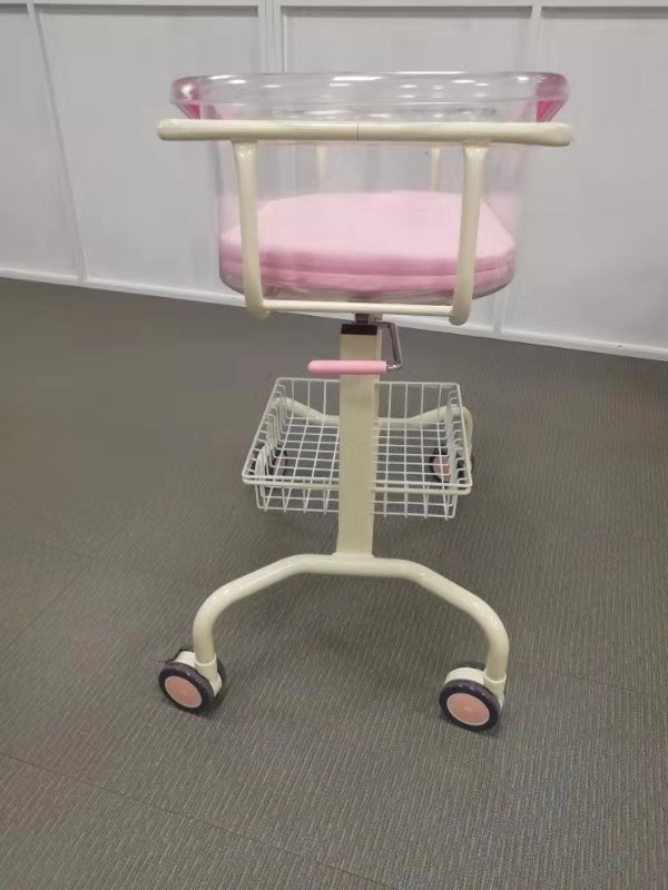 Pink Mobile Cot Hospital Baby Bed , Newborn Hospital Baby Cot With ABS