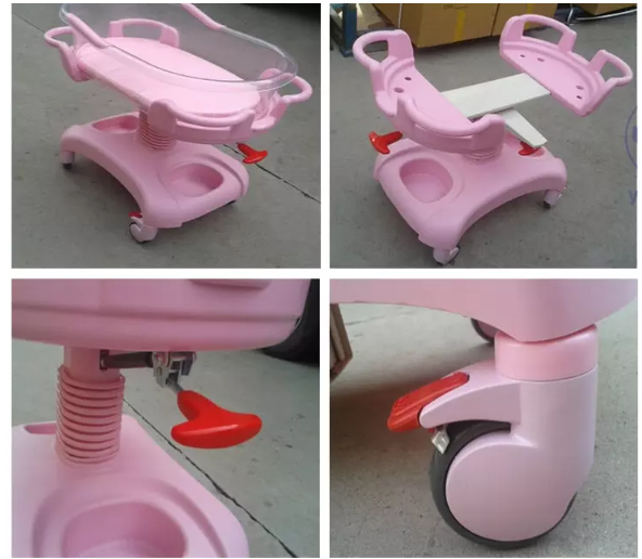 ABS Two Cranks Tilting Adjustable OEM Hospital Baby Crib