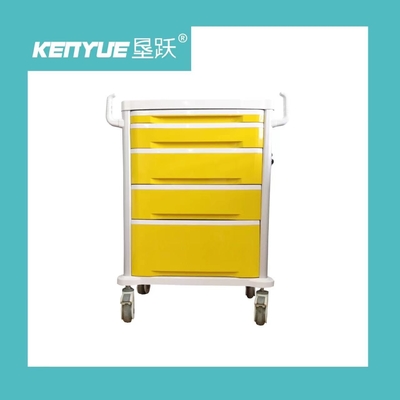 Hospital Mobile Medical Trolley Cart With Aluminum Alloy Frame Yellow