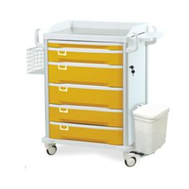 ICU dressing medication Yellow Mobile ABS Medical Trolley Cart