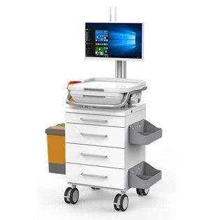 ABS Work Surface Five Inch Silent Wheel Nursing Computer Medical Trolley Cart