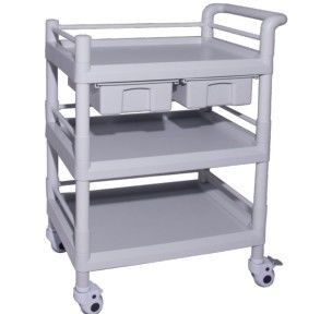 ABS Injection Molding Nursing Two Layers 923mm Hospital Instrument Trolley