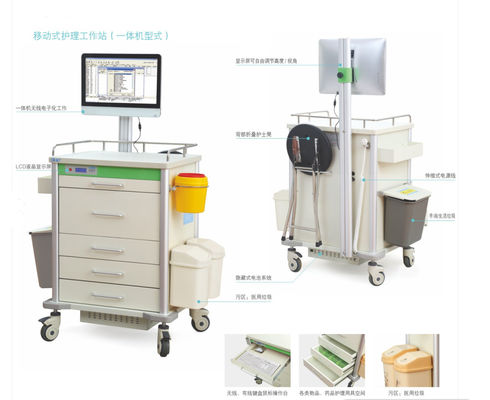 Computer Medication Carts For Hospital Workstation Trolley Electrically
