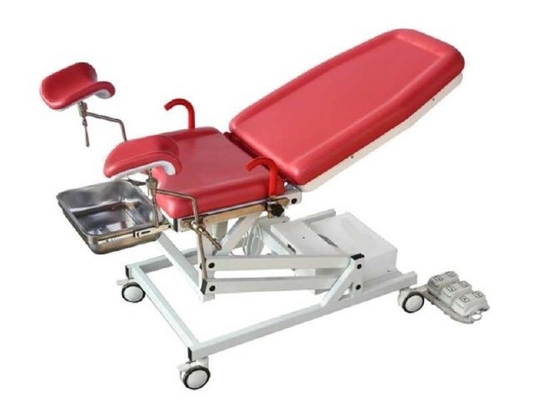 Gynecology Pink Metal Gynecological Examination Table with 5 Inch Casters