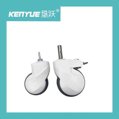 Buy White TPR+ABS Medical 5 Inch Double Brake Casters With Twin Wheel online manufacture