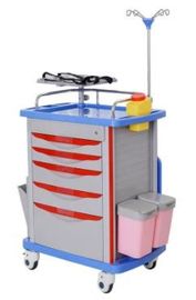 Buy IV Pole Emergency Utility Drugs Medical Instrument Trolley With 5 Drawers On Both Sides Hospital Medical Trolley online manufacture