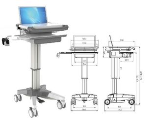 Buy Notebook Computer Workstation Trolley White Adjustable Silent Castor Checking online manufacture