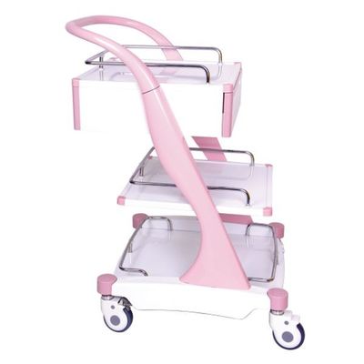 Buy ABS Aluminum Alloy Frame Pink Three layers Hospital Treatment Trolley online manufacture