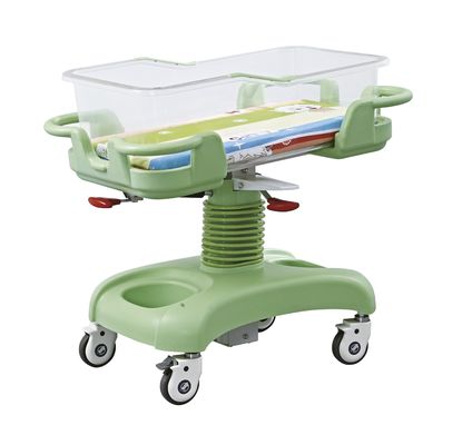Buy Diagonal Brake Hospital Baby Trolley With Transparent Plastic Basin online manufacture