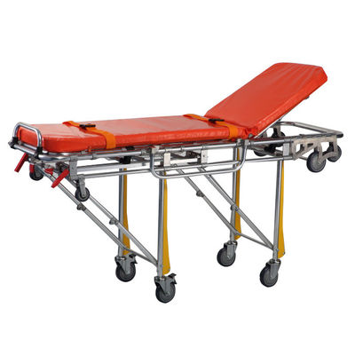Buy Metal material orange hospital special ambulance stretcher with wheels online manufacture