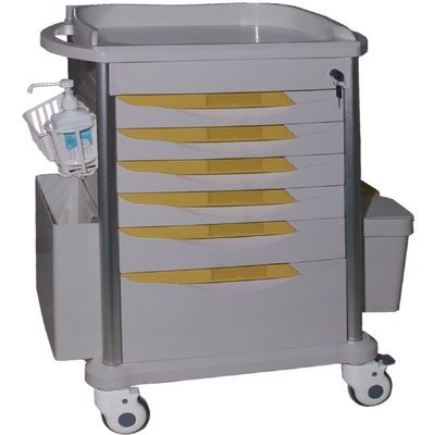 Buy Multifunction Plastic Steel Five Drawer medical trolley cart multiple colour online manufacture