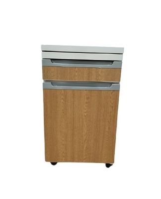 Buy Aluminum Plate Structure Hospital Bedside Cabinet Table Wooden Color With Castors online manufacture