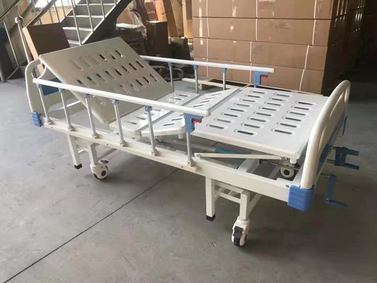Buy 2 Cranks Hospital Manual Patient Bed Steel Spray Plastic Frame online manufacture