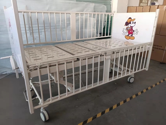Buy Three Crank Manual Hospital Bed Steel Spray Plastic Frame White online manufacture