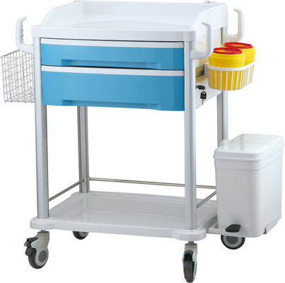 Buy Medical hospital furniture blue therapy cart with two drawers online manufacture