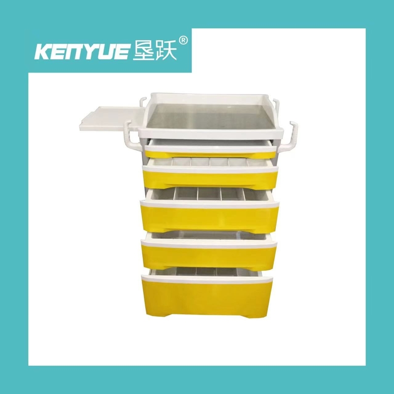 Hospital Mobile Medical Trolley Cart With Aluminum Alloy Frame Yellow
