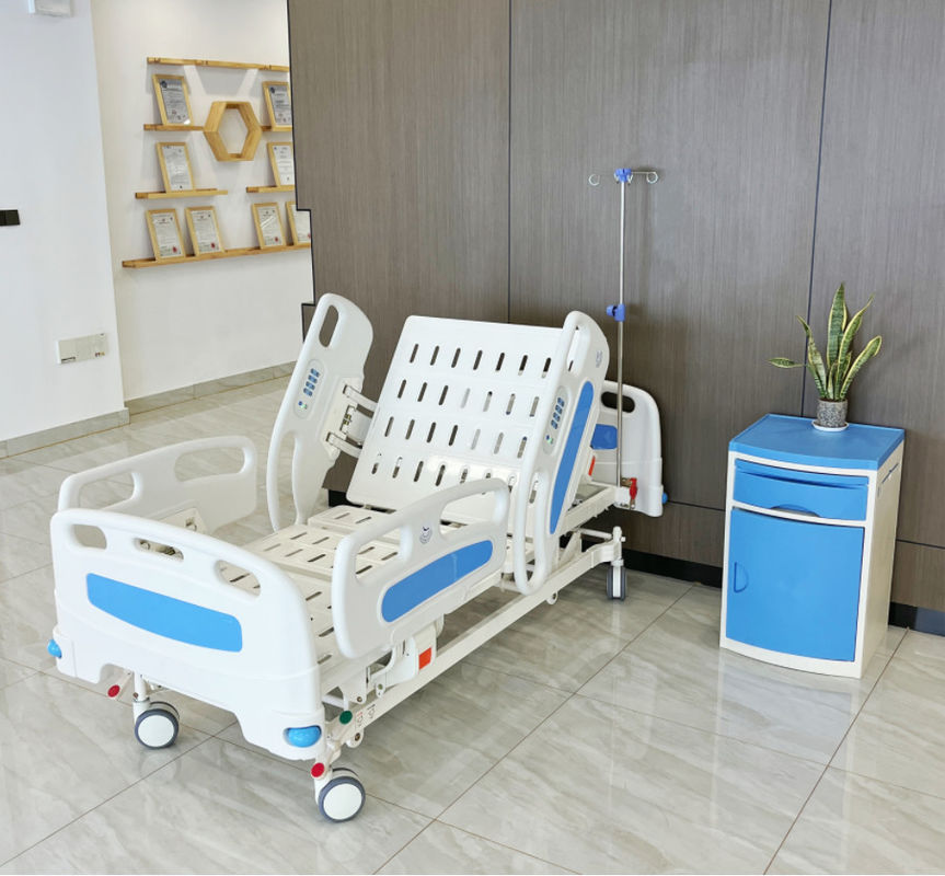 Blue Adjustable Electric Hospital Bed Five Function Hospital Bed