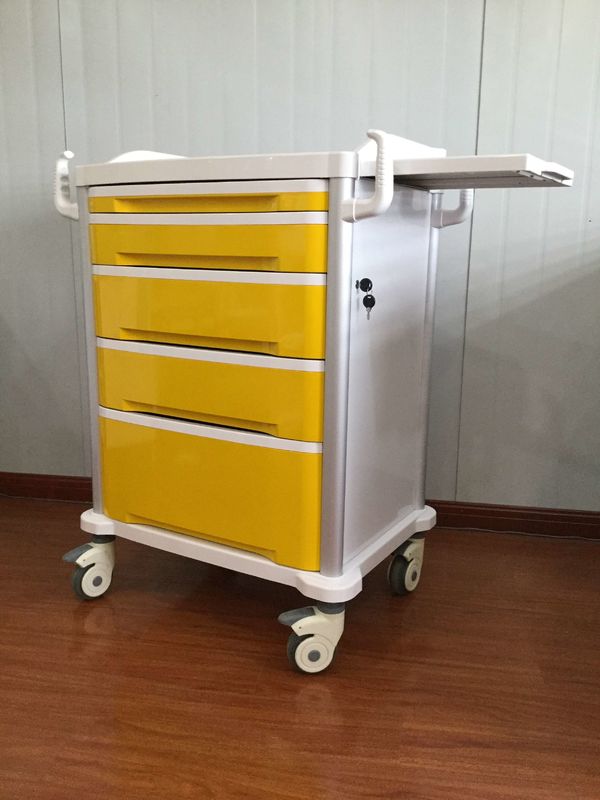 Mobile Emergency Medical Hospital Trolley Cart Drug Delivery Medication For 5 Drawer