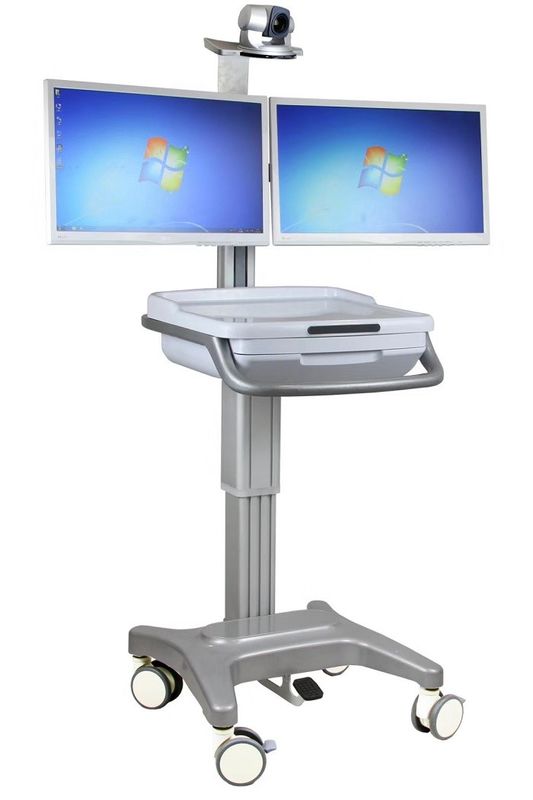 Medical Integrated Moving Trolley Aluminum Alloy Computer Worksation cart