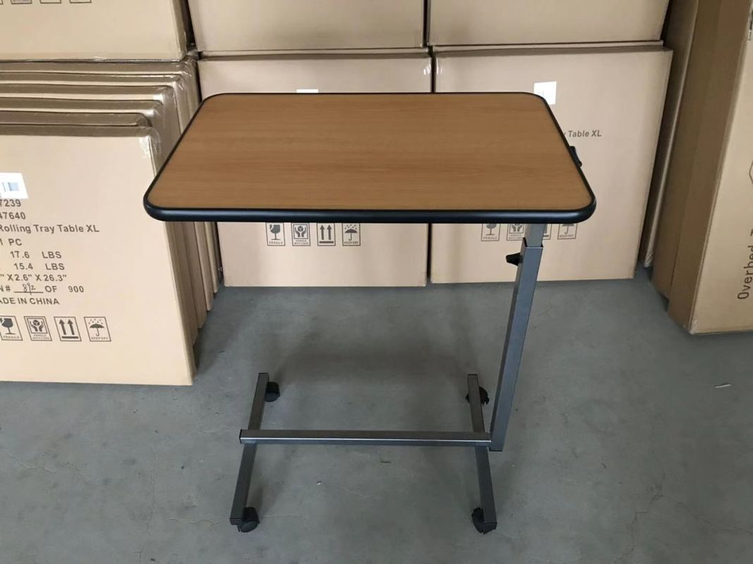 Tiltable Surface 700mm 1010mm Hospital Bed Tray Table Over Bed Food Table