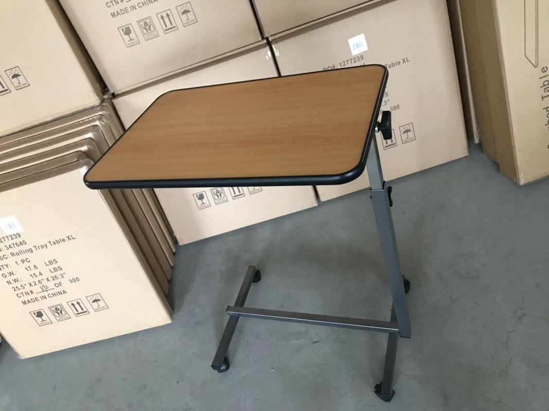 Tiltable Surface 700mm 1010mm Hospital Bed Tray Table Over Bed Food Table
