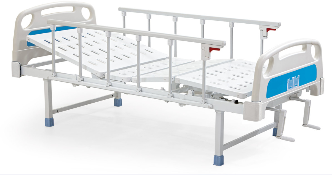 Steel spray plastic manual hospital bed with two cranks for white hospital