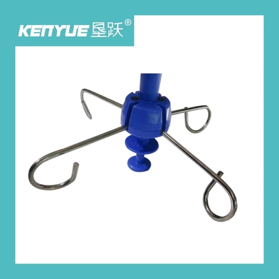 Plastic Metal Hospital IV Infusion Stand Blue With Hook
