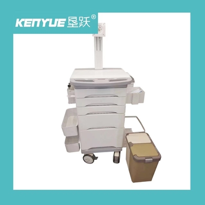 White Medical Mobile Information Nursing Cart With Brake Caster