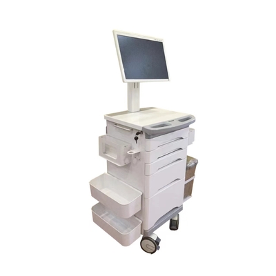 White Medical Mobile Information Nursing Cart With Brake Caster