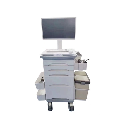 White Medical Mobile Information Nursing Cart With Brake Caster