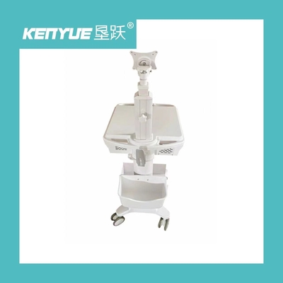 Aluminum Alloy Mobile Hospital Carts Medical Computer Carts White ABS