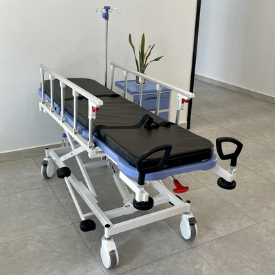 Hydraulic Ambulance Stretcher Trolley Blue For Hospital Medical