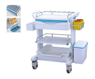 Mute Wheel ABS Hospital Medicine Trolley Mobile Crash Cart With Trash Can Medicine Box