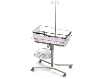 Carbon Steel Hospital Bassinet 4 Wheels Infusion Pole Frame Basket 3 Inch Caster Brake