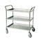 Three Tier Stainless Steel Surgical Instrument Trolley Metal Handle In Silver