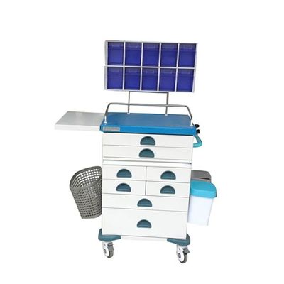 Hospital 1080mm Medical Anesthesia Cart With Storage Box Blue