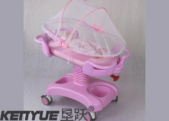 Pink Plastic Hospital Baby Crib For Easy Cleaning And Updating