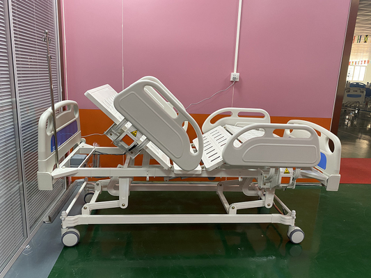 ICU Ward Room Three Function Electric Hospital Beds Blue White