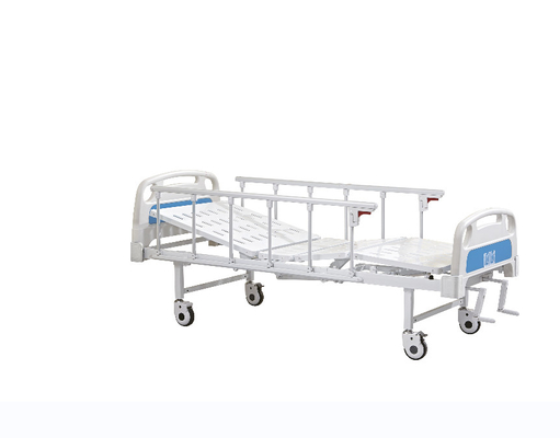 Metal Double Rocker Manual Hospital Bed White And Blue