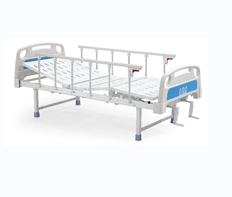 Metal Double Rocker Manual Hospital Bed White And Blue