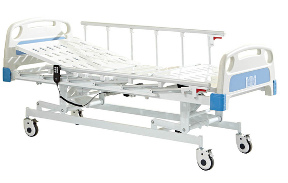 Metal Double Rocker Manual Hospital Bed White And Blue