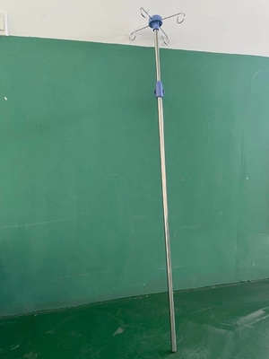 Hospital Special Blue Infusion Stand Mobile With 4 Hooks