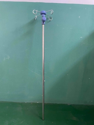 Hospital Special Blue Infusion Stand Mobile With 4 Hooks