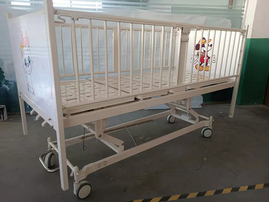 White Hospital Baby Crib With Cartoon Pictures OEM Available