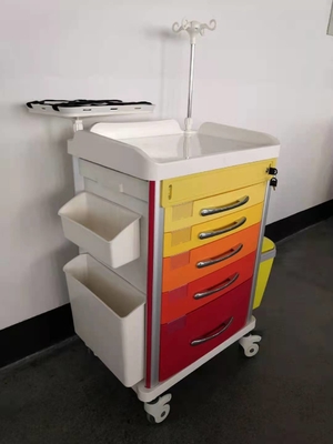 Red Dispensing Anesthesia Cart Aluminum Steel ABS Material